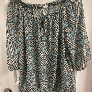 Lilly Lou Large Multicolor Boho Print Tie Top